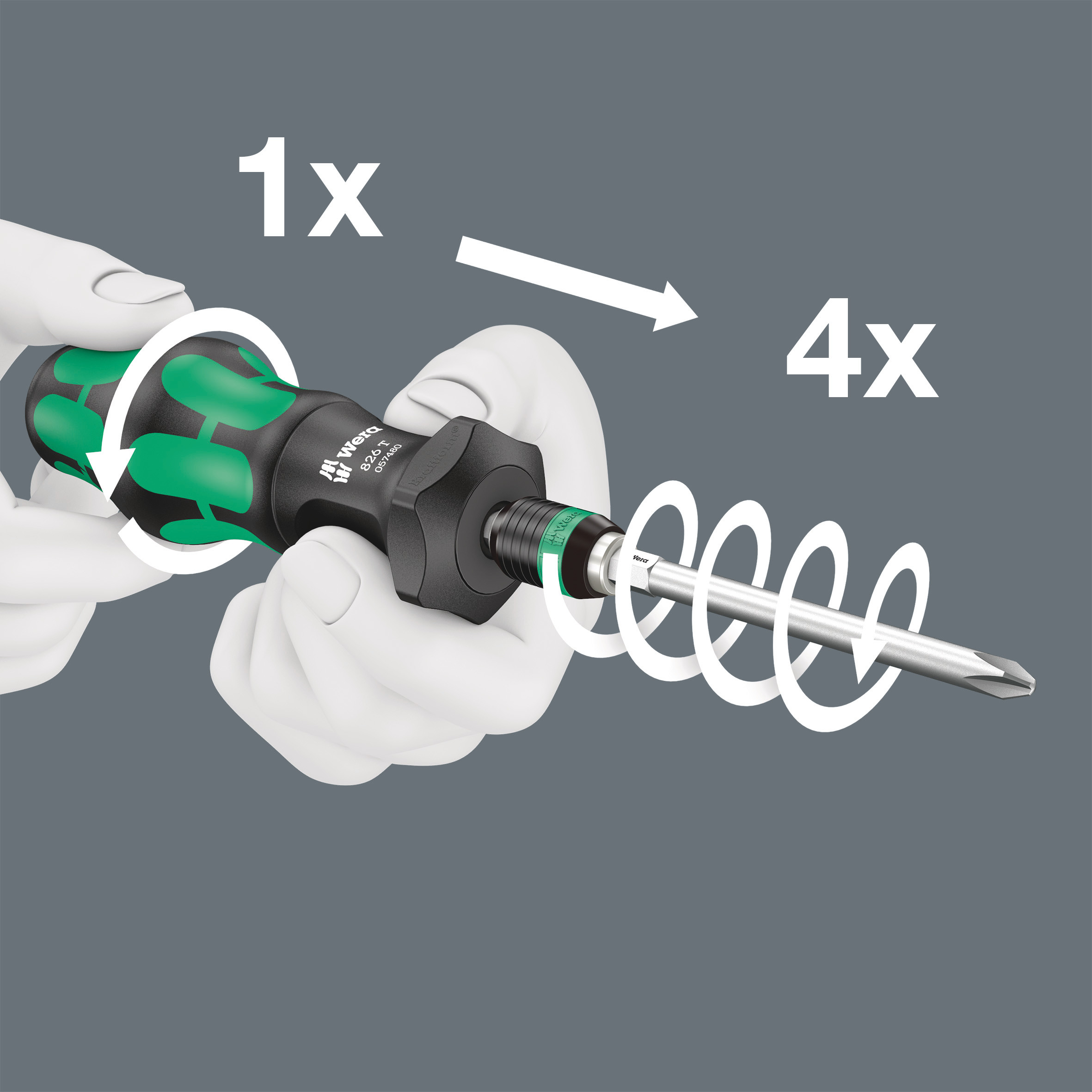 Отвёртка-битодержатель 1/4 x 146 мм патрон Rapidaptor Kraftform Turbo серия 826 T Wera WE-057480
