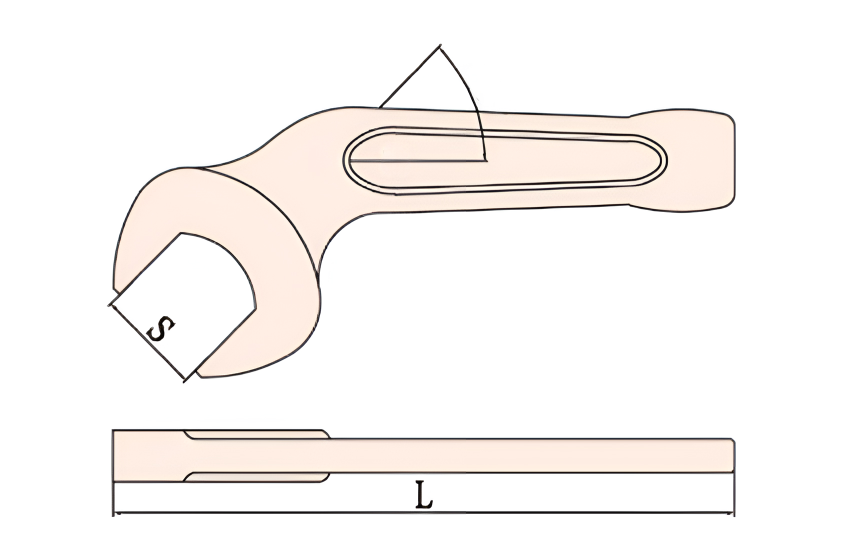 Ключ рожковый ударный изогнутый 50 искробезопасный сплав BeCu 141B-50, HORTZ