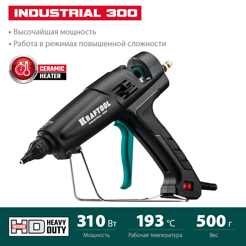 Электрический термоклеевой пистолет Industrial 300, d 11 - 12 мм, 45 г/мин KRAFTOOL 06842