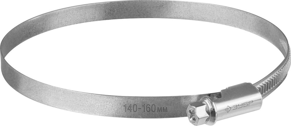 Хомут червячный Х-9Н 140 - 160 мм, накатная лента 9 мм, цинк, 10 шт ЗУБР 37807-160