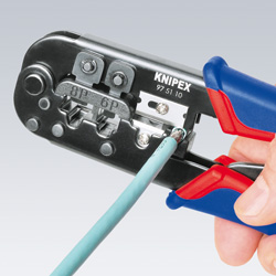 Пресс-клещи для штекеров RJ, 2 гнезда, RJ 11/12 (6-pin), RJ 45 (8-pin), 190 мм (KN-975110)