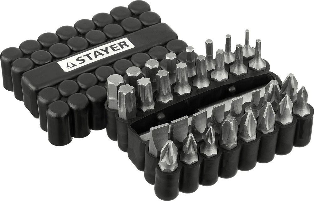 Набор бит 33 шт, с магнитным адаптером STAYER 26085-H33