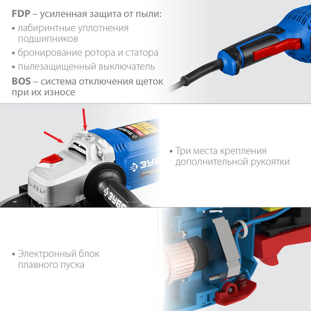 УШМ 2000 Вт d230 мм Профессионал ЗУБР УШМ-П230-2000 П