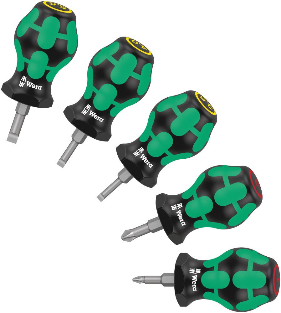 Набор отвёрток коротких Kraftform 5 пр., SL 0.6x3.5x25/0.8x4.0x25/1.0x5.5x25, PH 1x25/2x25 Stubby Set 1 WE-008870