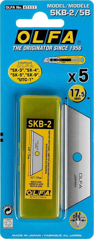 Трапециевидное лезвие SK-4, 17.5 мм, из нержавеющей стали, 5 шт OLFA OL-SKB-2/5B