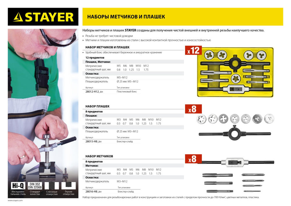 Набор метчиков и плашек 12 предмета MaXCut STAYER 28012-H12