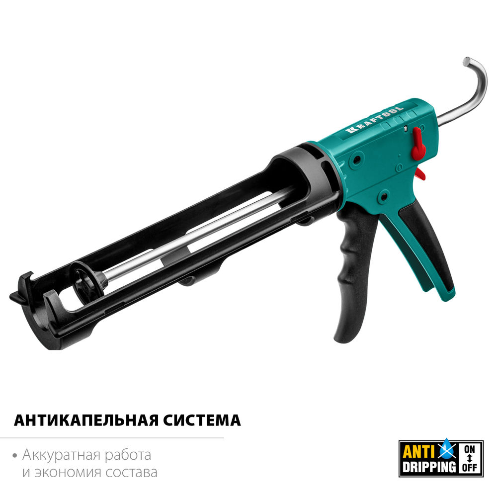 Пистолет для герметика GRAND 2-in-1, 310 мл, антикапельная система, скелетный KRAFTOOL 06674