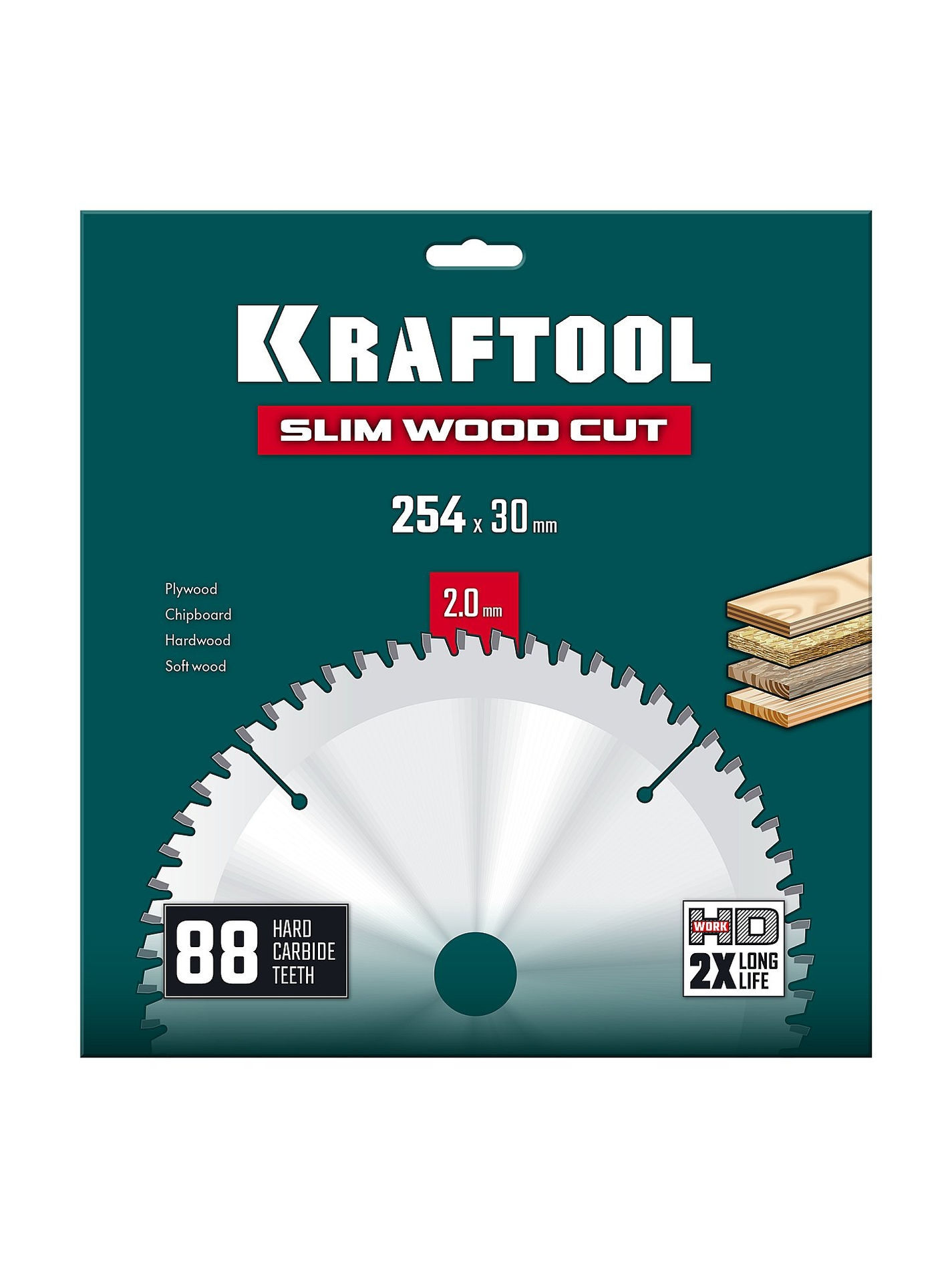 Диск пильный по дереву Slim wood cut, 254 х 30 x 2.0 мм, 88Т KRAFTOOL 36955-254-30-88