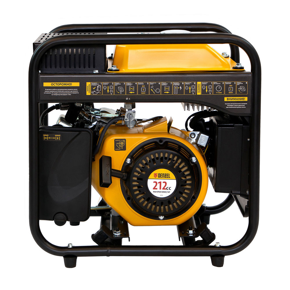 Генератор инверторный GT-2500iF, 2.5 кВт, 230 В, бак 5 л, открытый корпус, ручной старт Denzel (94704)