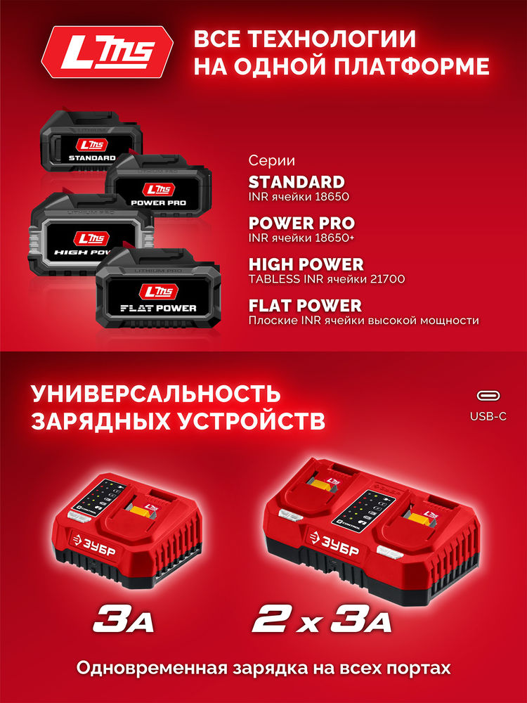 Адаптер для АКБ С1-18 под инструмент LMS 18 В ЗУБР C18-LMS