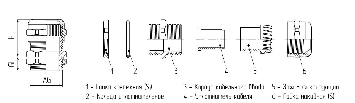 Ввод кабельный из нержавеющей стали PGM 19 (10-14 мм) (INOX) (Fortisflex) (88026)