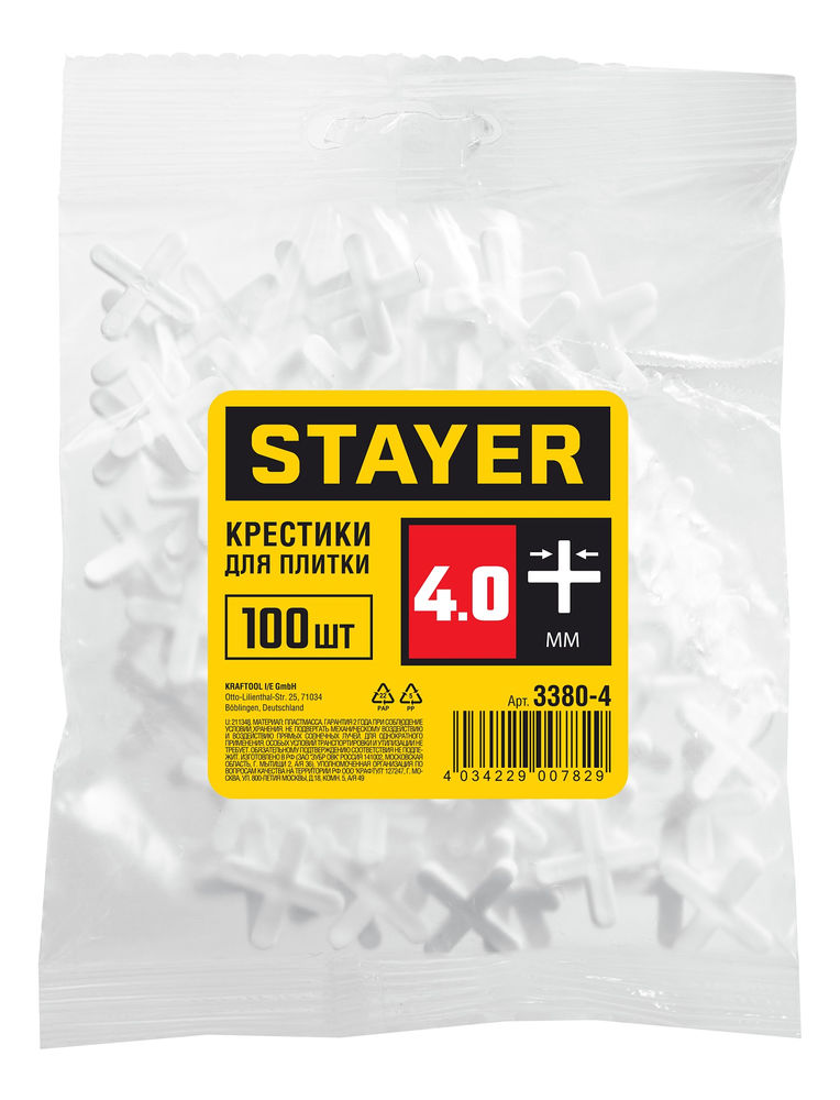 Крестики для плитки 4 мм, 100 шт STAYER 3380-4