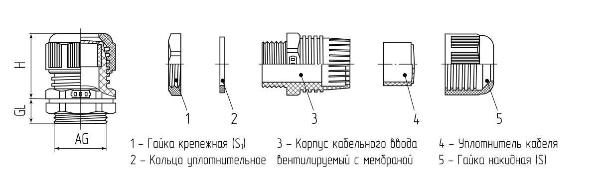 Ввод кабельный вентилируемый пластиковый ВК-ВП-М12 (4-8 мм) (Fortisflex) (88636)