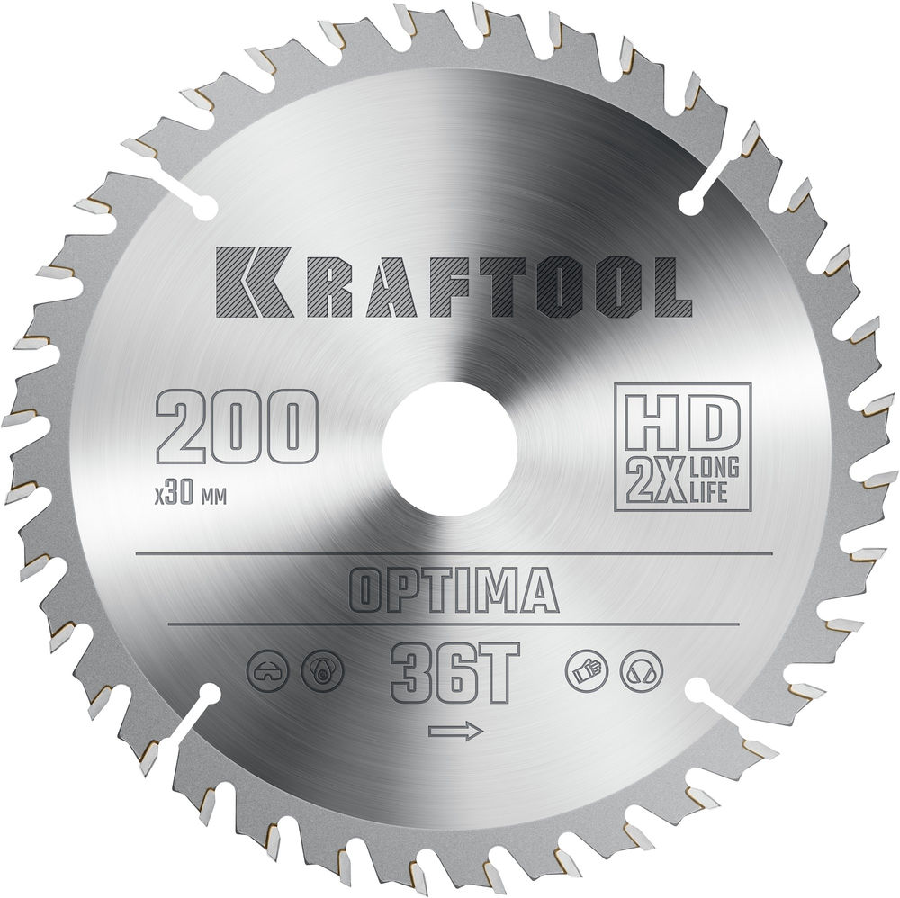 Пильный диск по дереву Optima, 200 х 30 мм, 36Т KRAFTOOL 36951-200-30
