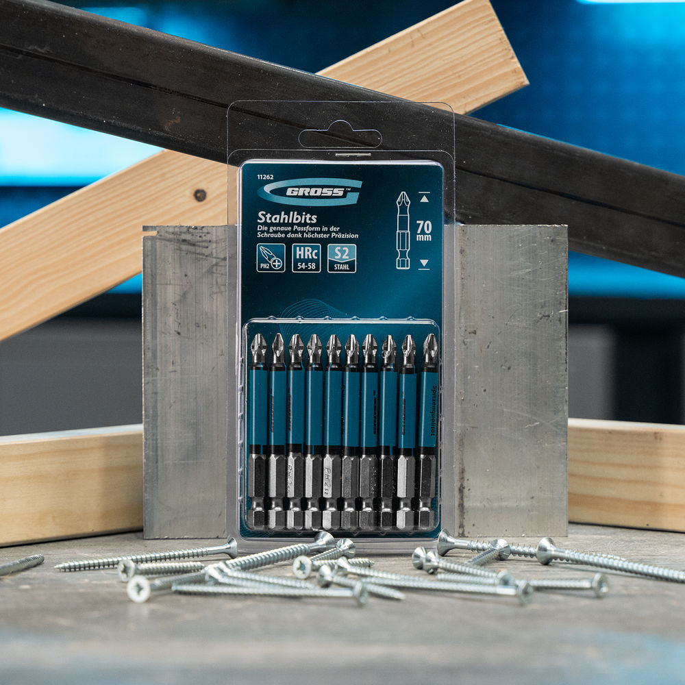 Бита PH2 х 70, сталь S2, 10 шт. Gross (11262)