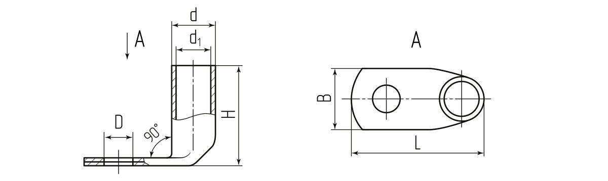 Наконечник кабельный угловой ТМЛс(90) 16-8 (КВТ) (70285)