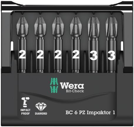 Bit-Check 6 PZ Impaktor 1 набор бит ударных. алмаз, 6 пр., 1/4 E6.3 (WE-057692)