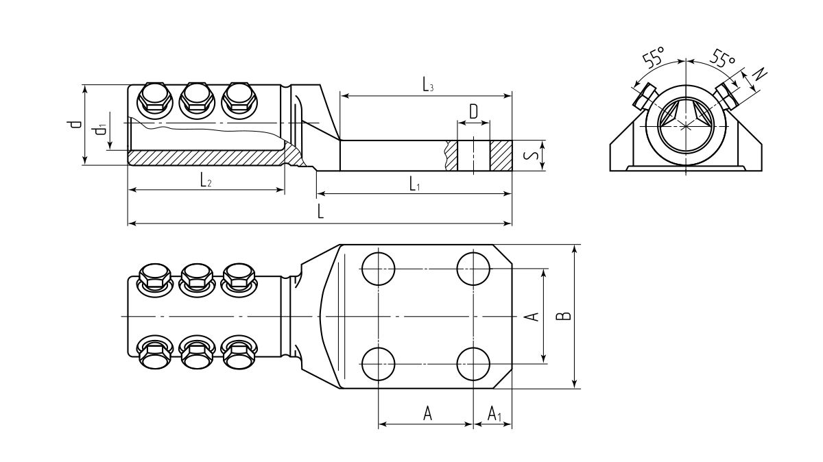 Наконечник болтовой 4НБТ-400 (КВТ) (78399)