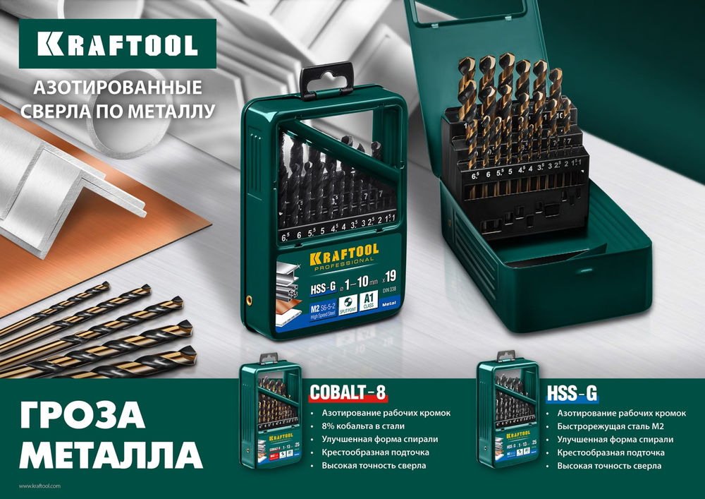 Сверло по металлу 12.0 х 151 мм сталь М42, HSS-Co(8%) COBALT-8 KRAFTOOL 29656-12