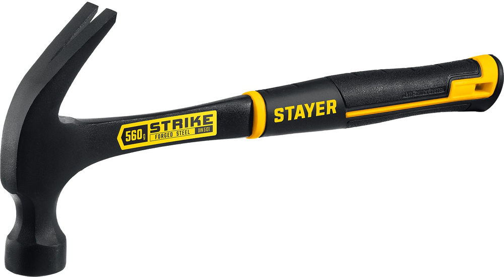 Молоток-гвоздодёр столярный цельнометаллический 560 г Strike Professional STAYER 2025-560