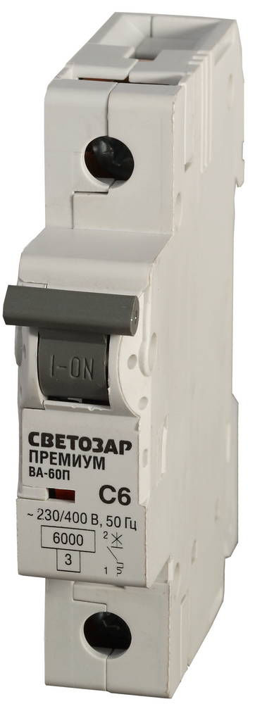 Автоматический выключатель ВА-60П, 1P, 40А, C, 6кА, Премиум СВЕТОЗАР SV-49021-40-C