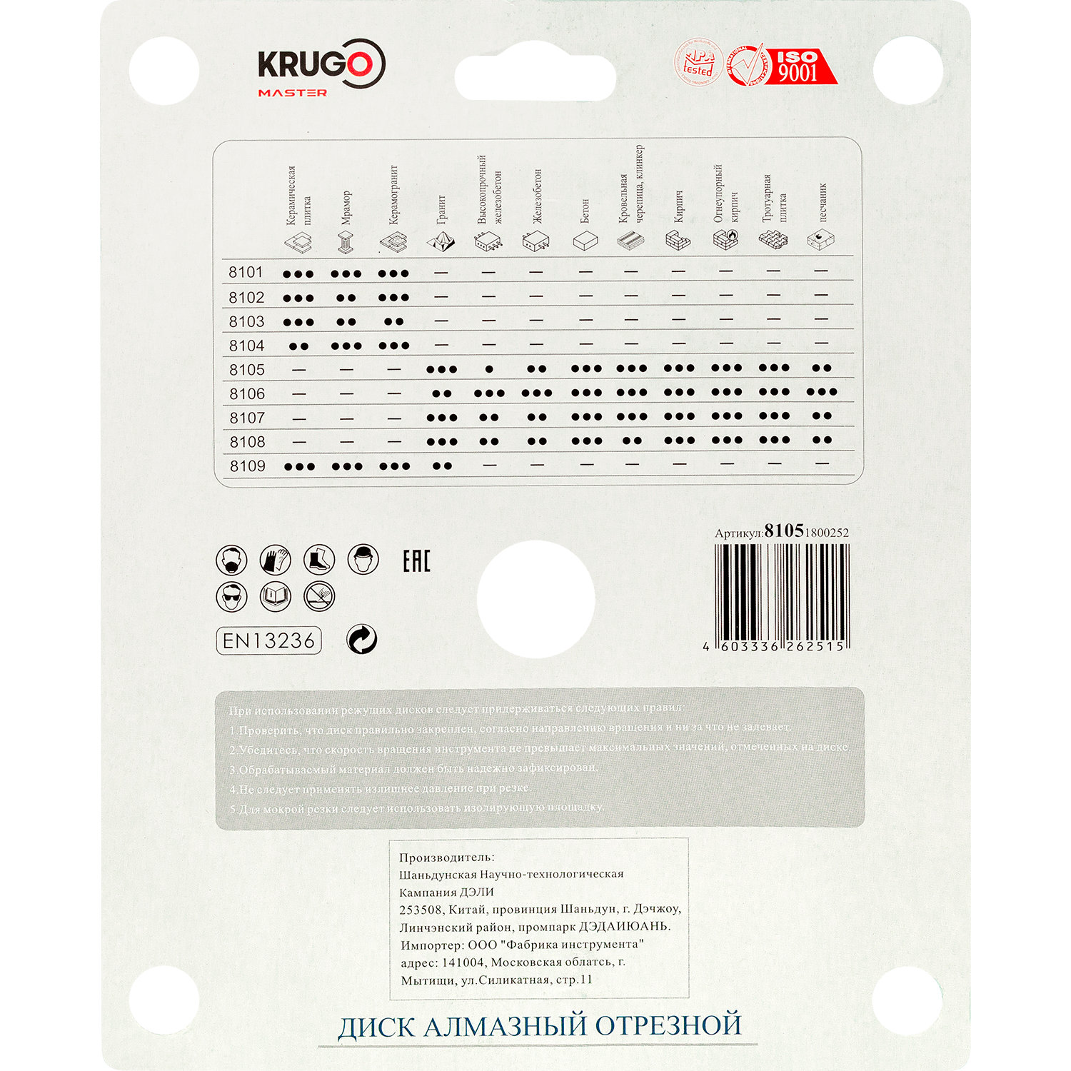 Диск алмазный сегментный по бетону PRO KRUGO MASTER 180х2,4х22,2х12 mm 81051800252