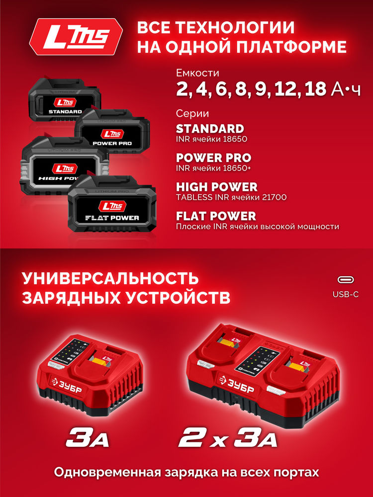 Дрель-шуруповерт ударная бесщеточная 20 В 45 Н·м 2 АКБ LMS 2 А·ч сумка ЗУБР ДБУ-45-22
