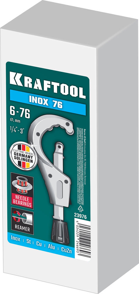Труборез для нержавеющей стали INOX-76, 6-76 мм, на подшипниках KRAFTOOL 23976