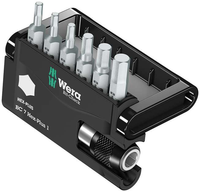 Набор бит с битодержателем 7 Hex-Plus 1, с внешним шестигранником, 7 пр., 1/4 C6.3 Bit-Check WE-056168