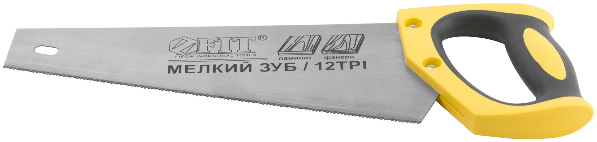 Ножовка по ламинату, мелкий каленый зуб 12 ТPI (шаг 2 мм), заточка, пласт.прорезиненная ручка 300 мм (40477)