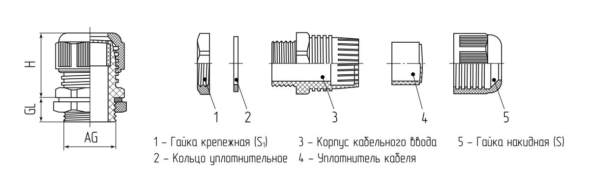 Ввод кабельный пластиковый PG 63 (42-50 мм)(черн) (Fortisflex) (89070)