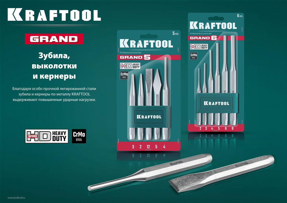 Набор зубил и кернеров Grand-5, 5 предметов KRAFTOOL 21075-H5