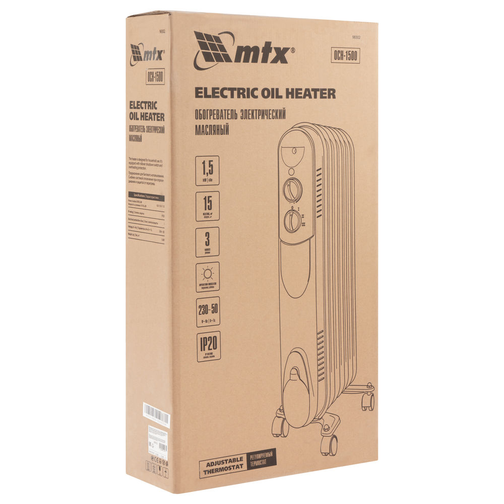 Масляный обогреватель MTX OCH-1500, 230 В, 1500 Вт MTX (98302)