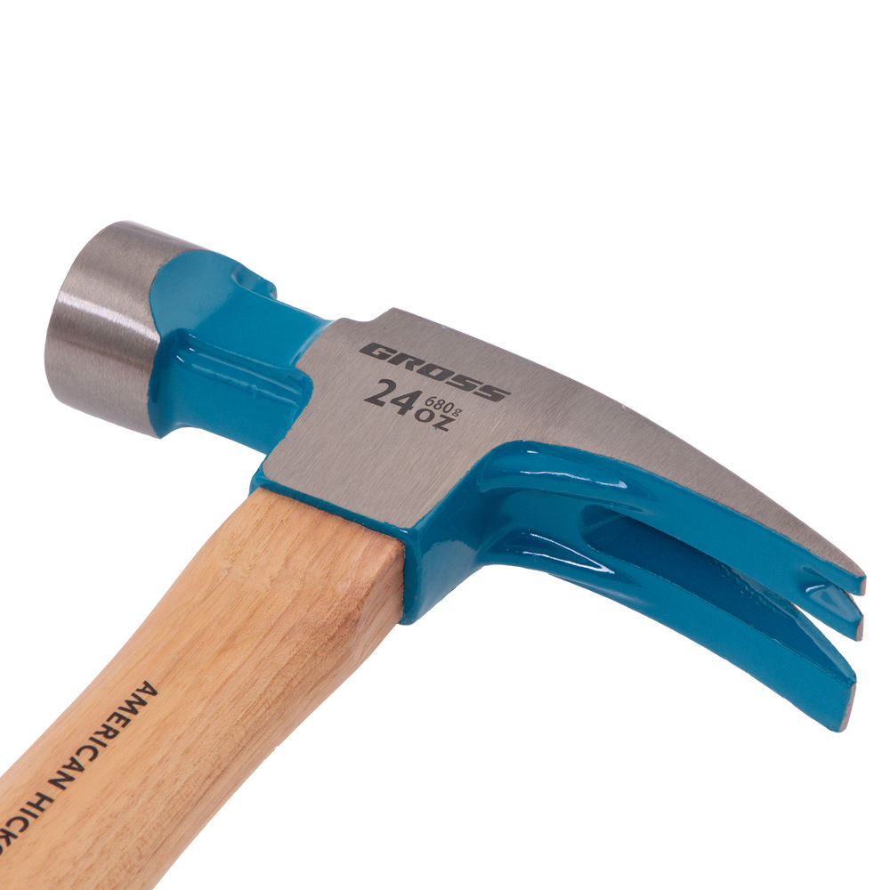Молоток-гвоздодер, 680 г, угол 75, магнит, обрезиненная рукоятка AMERICAN HICKORY GROSS (10425)