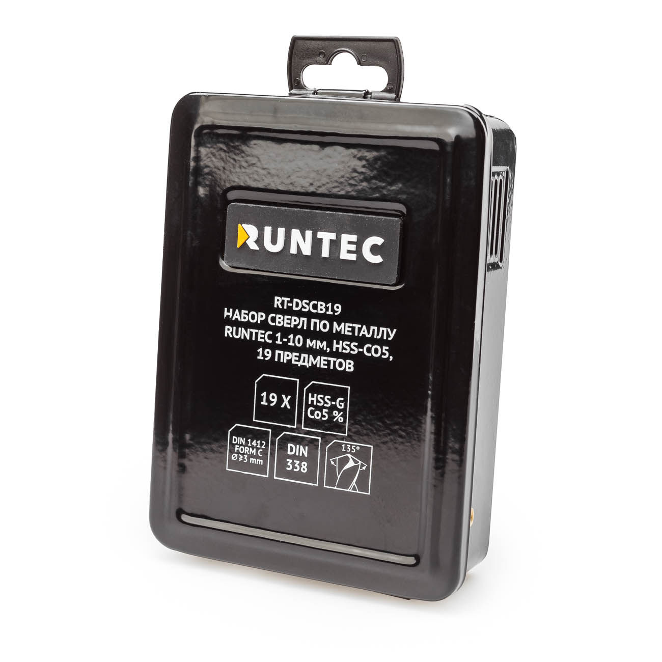 Набор сверл по металлу 1-10 мм, HSS-Co5, 19 предметов RUNTEC RT-DSCB19