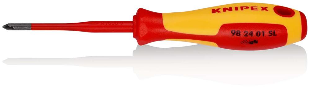 Отвёртка VDE Phillips PH1 x 80 мм, с узким концом, длина 187 мм, диэлектрическая (KN-982401SL)