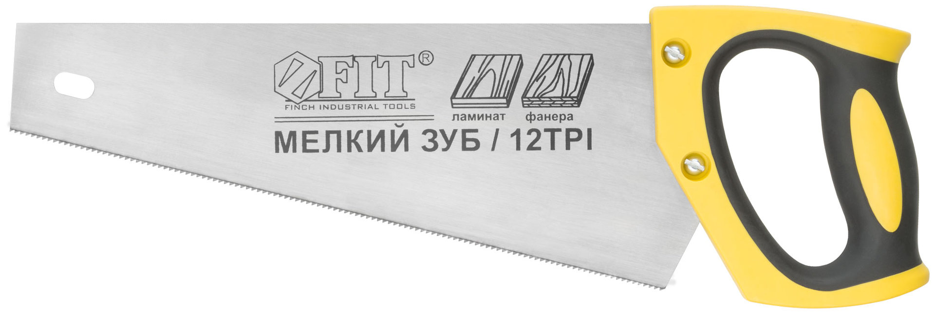 Ножовка по ламинату, мелкий каленый зуб 12 ТPI (шаг 2 мм), заточка, пласт.прорезиненная ручка 300 мм (40477)