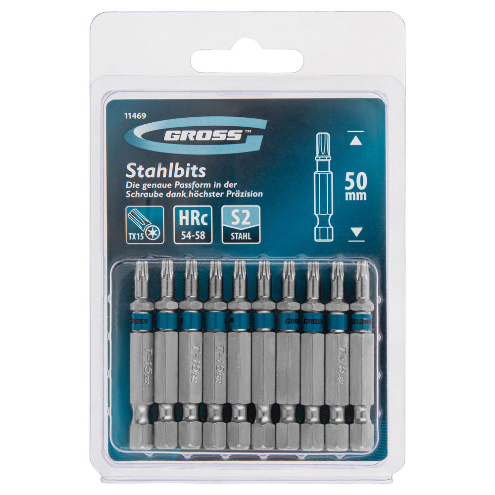 Бита Torx 15 х 50, сталь S2, 10 шт. Gross (11469)