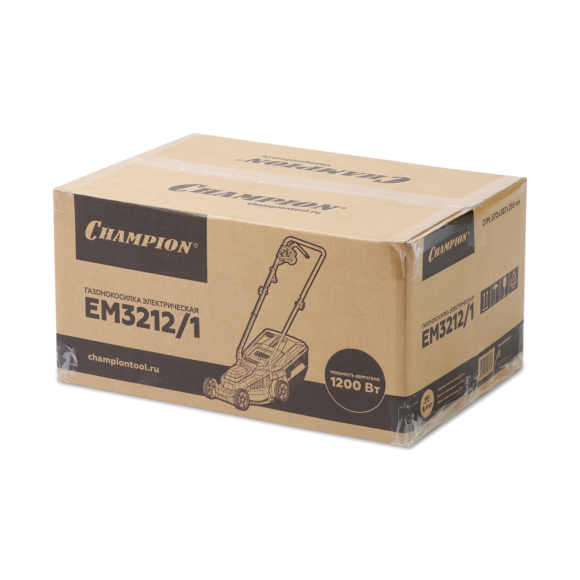 Газонокосилка эл. CHAMPION EM3212/1 (1,2 кВт пласт.травосб. 30л ширина 320мм 30-70мм, 7,1кг) (EM3212/1)