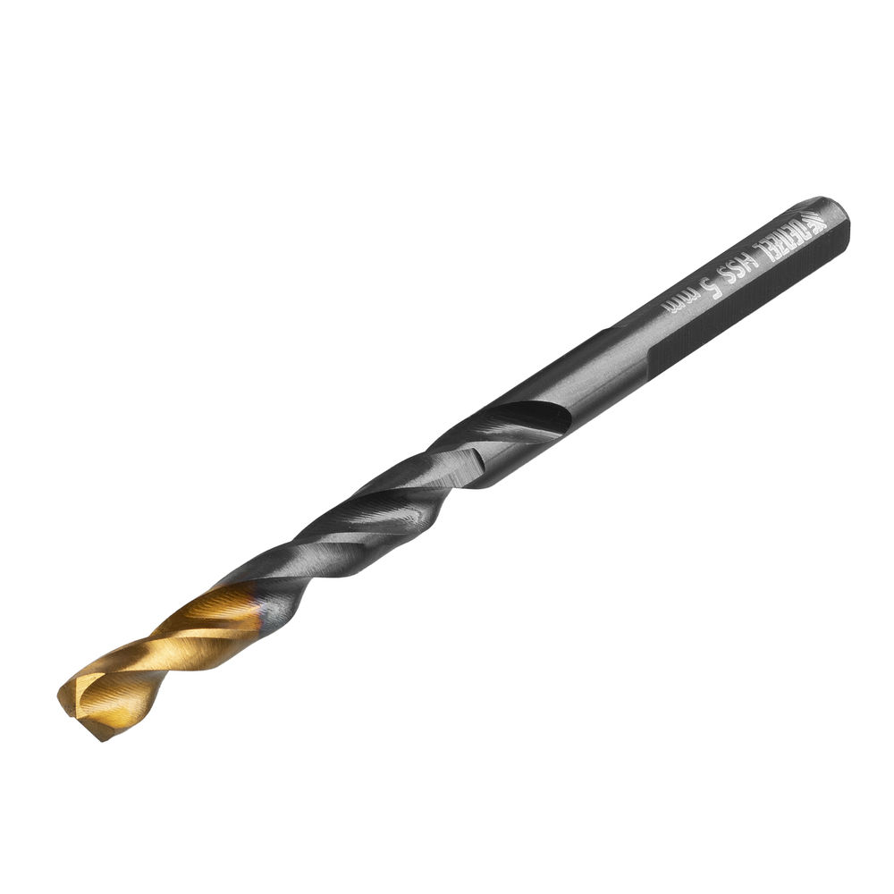 Сверло по металлу, 5 мм, HSS-Tin, Golden Tip, 10 шт. Denzel (717213)