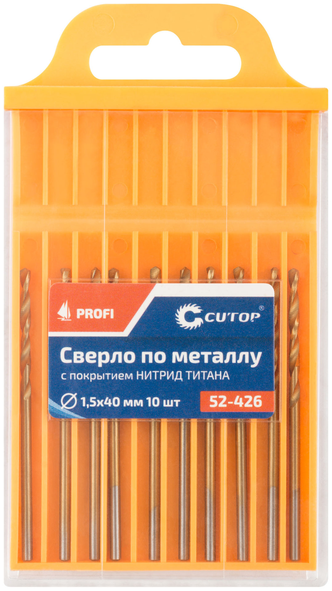 Сверло по металлу Cutop Profi с титановым покрытием, 1,5х40 мм (10 шт) (52-426)