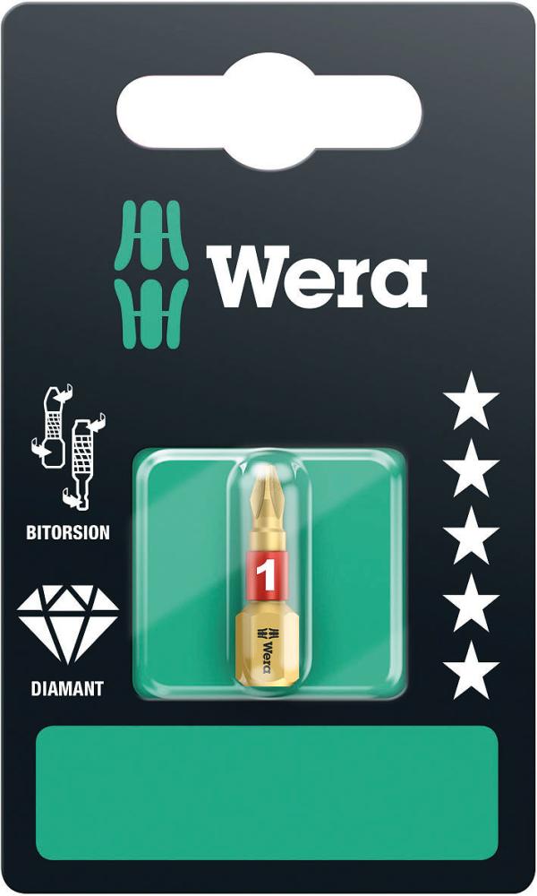 Бита торсионная PH 1 x 25 мм алмаз 1/4 C6.3 SB серия 851/1 BDC PH Wera WE-073332