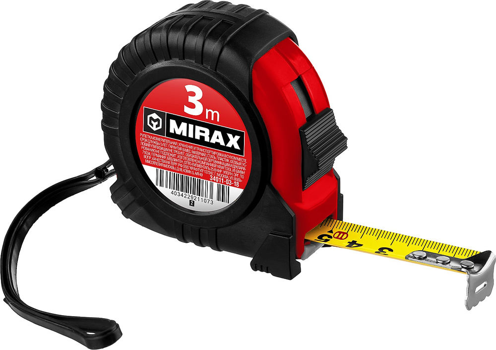 Рулетка Rubber 3 м х 18 мм MIRAX 34011-03-18