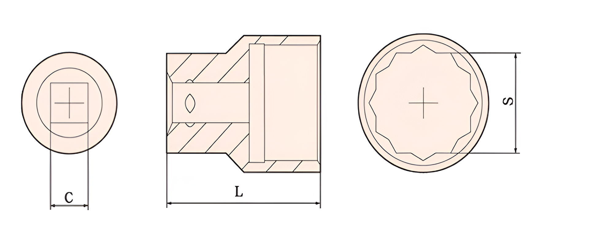 Головка ударная торцевая искробезопасная 6-гр. (1-3/16)109-60 AlCu, HORTZ