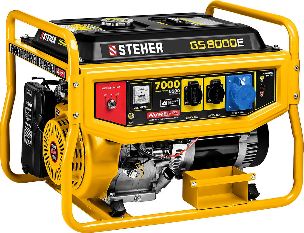 Генератор бензиновый 7000 Вт с электростартером STEHER GS-8000Е