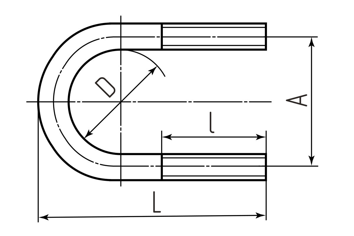 Болт-скоба стальная U 1 1/4 М8 (Fortisflex) (63123)