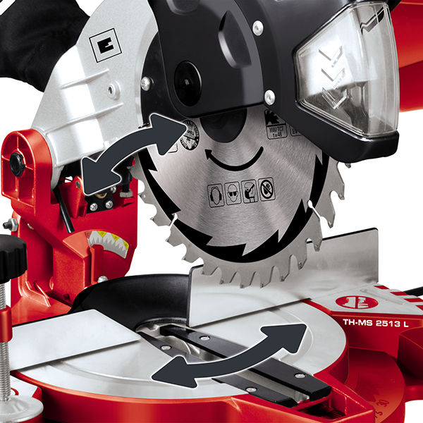 Пила торцовочная Einhell TC-MS 2513 L, 1600Вт,250х30мм,пропил 130х75мм (4300850)