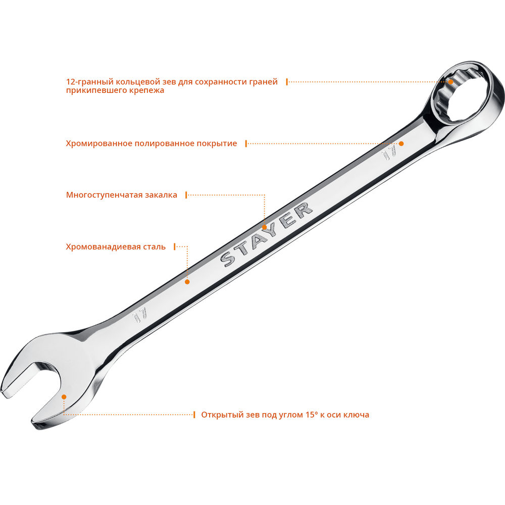 Ключ гаечный комбинированный 17 мм HERCULES Professional STAYER 27081-17