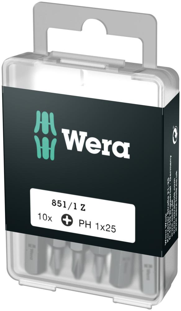 Набор бит PH 1 x 25 мм 10 шт 1/4 C6.3 серия 851/1 Z DIY 10 PH 1 Wera WE-072400