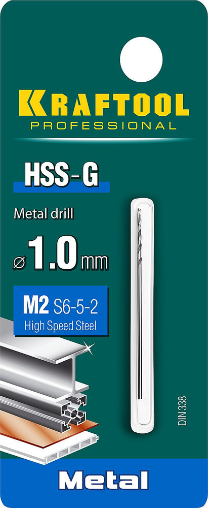 Сверло по металлу 1.0 х 40 мм сталь P6M5 HSS-G KRAFTOOL 29651-1